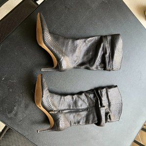 Black Leather Slouch Boots - Used- New